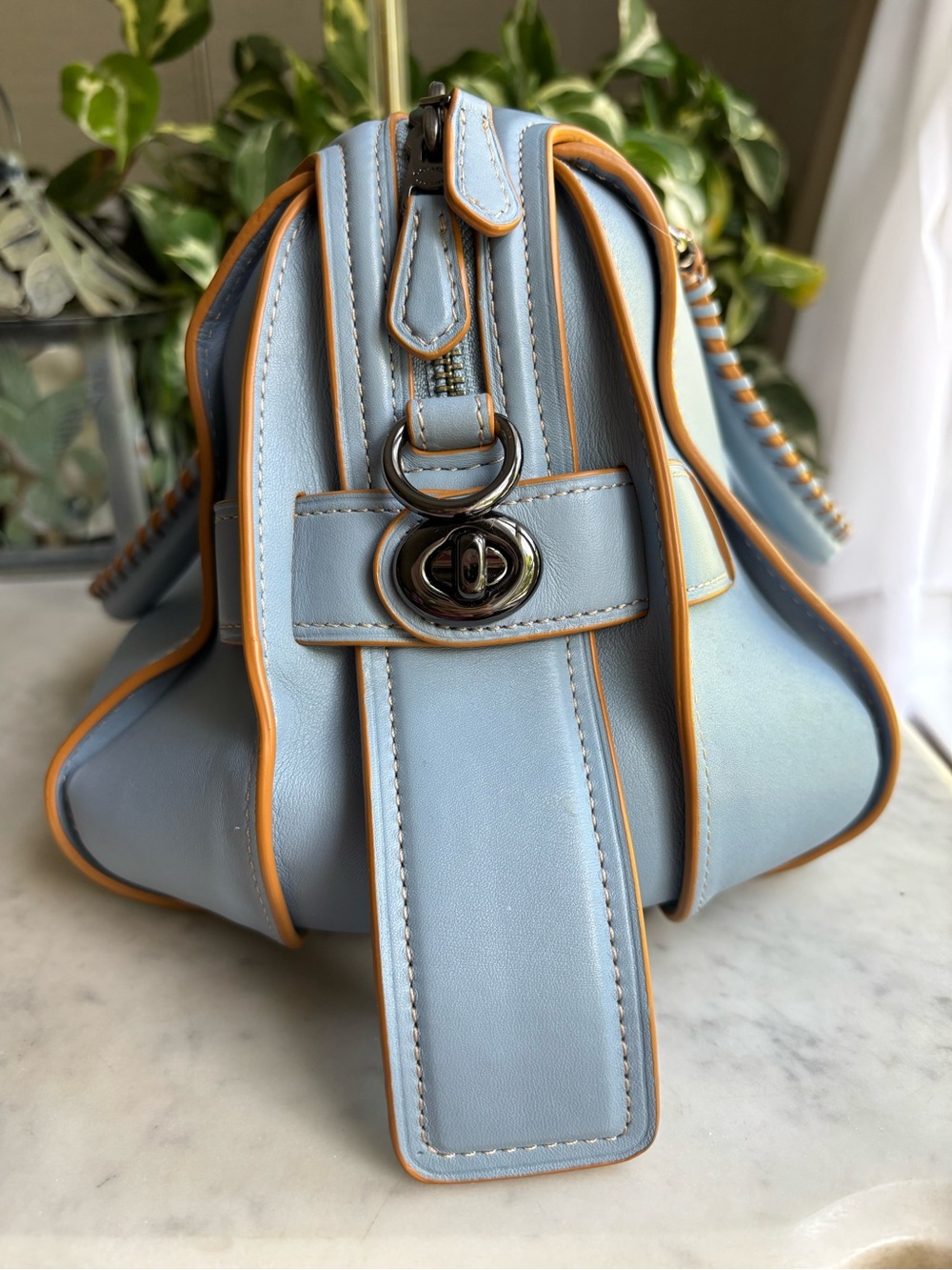 Coach Ace Satchel Cornflower Blue Leather - Picture 4 of 12